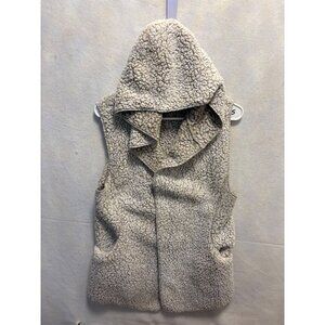 Love Tree Medium Hooded Sherpa Vest Beige Sleeveless Cozy Womens Apparel